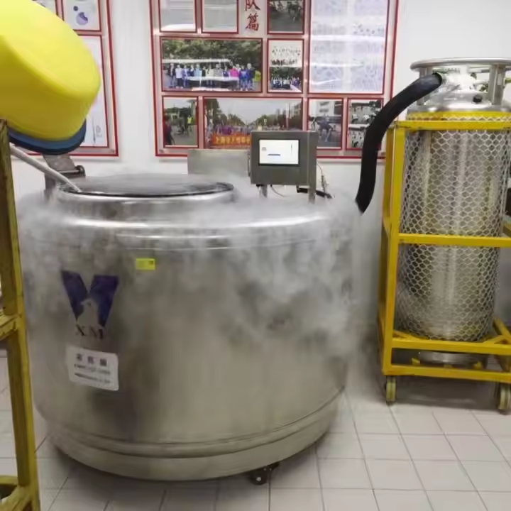 使用液氮罐凍存，外部結(jié)霜